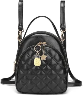 Mini Backpack Purse,VONXURY Fashion Small Leather Quilt Backpack Convertible Casual Travel Daypack for Women Ladies