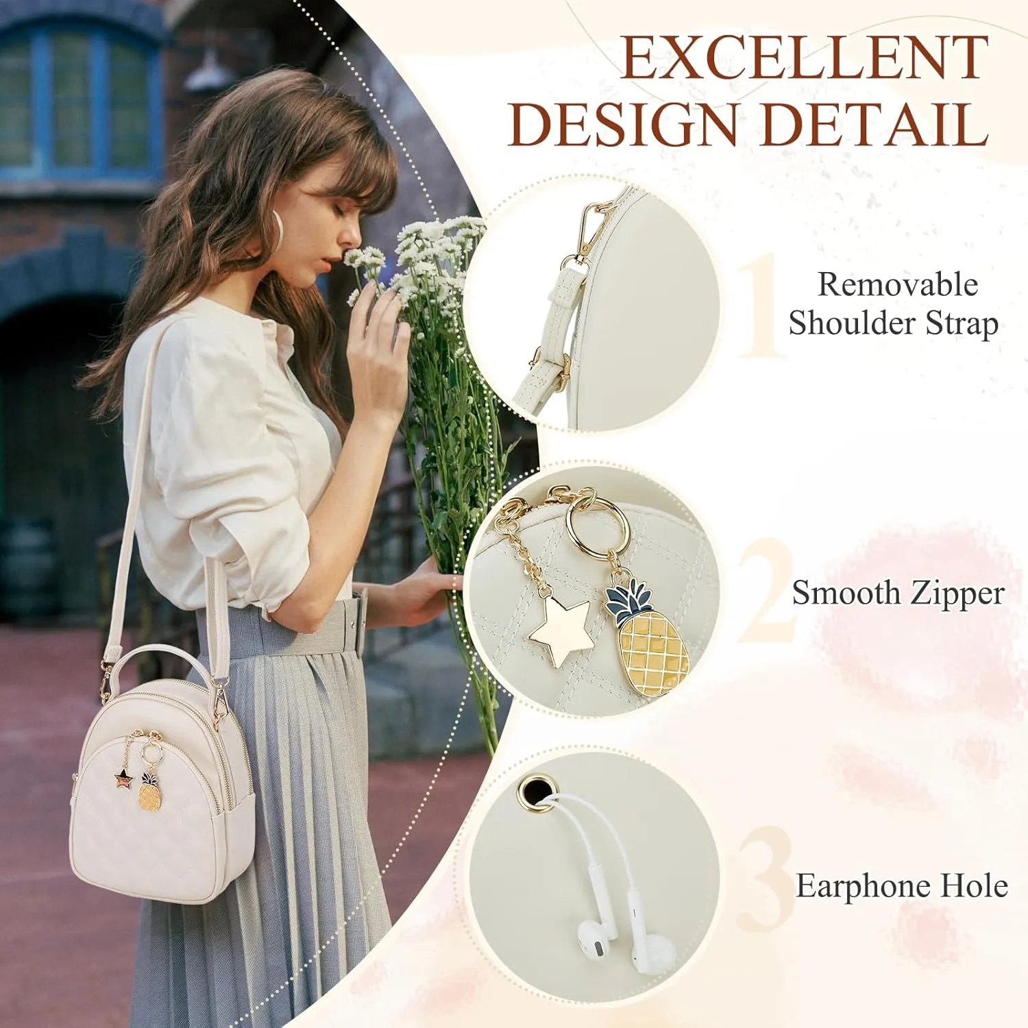 Mini Backpack Purse,VONXURY Fashion Small Leather Quilt Backpack Convertible Casual Travel Daypack for Women Ladies