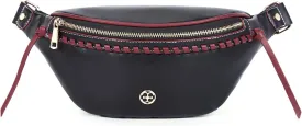 Missnine Fanny Pack for Women PU Leather Belt Bag Fashion Waist Pack Designer Chest Bag for Workout Travelling Party Shopping Hiking, Black