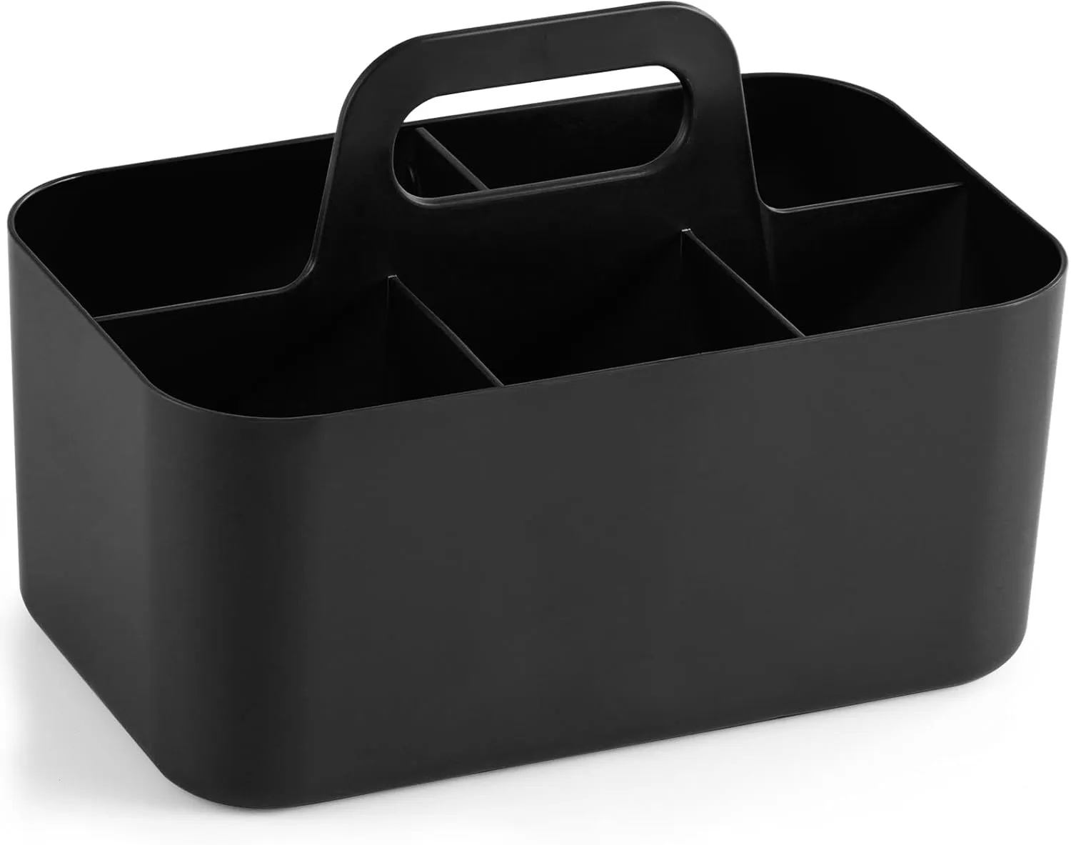 Multiuse Caddy Organizer with Handle - Stackable Plastic Tote Bin - Art Craft Supplies, Office, Desk, Stationery Pen Holder, Kitchen, Utensil, Makeup, Bathroom, Shower, Cleaning, Dorm Organizer -Black