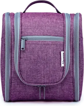 Narwey Small Hanging Toiletry Bag Women Travel Makeup Bag Organizer Toiletries Bag for Travel Size Essentials Accessories Cosmetics (Medium, Dark Purple)