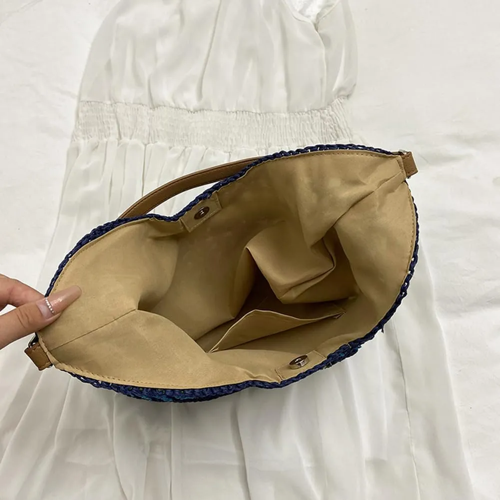 Orgone Beach Bag, Straw Beach Tote Knit bags, Summer Woven Handbag, Shoulder Boho Bag for Women