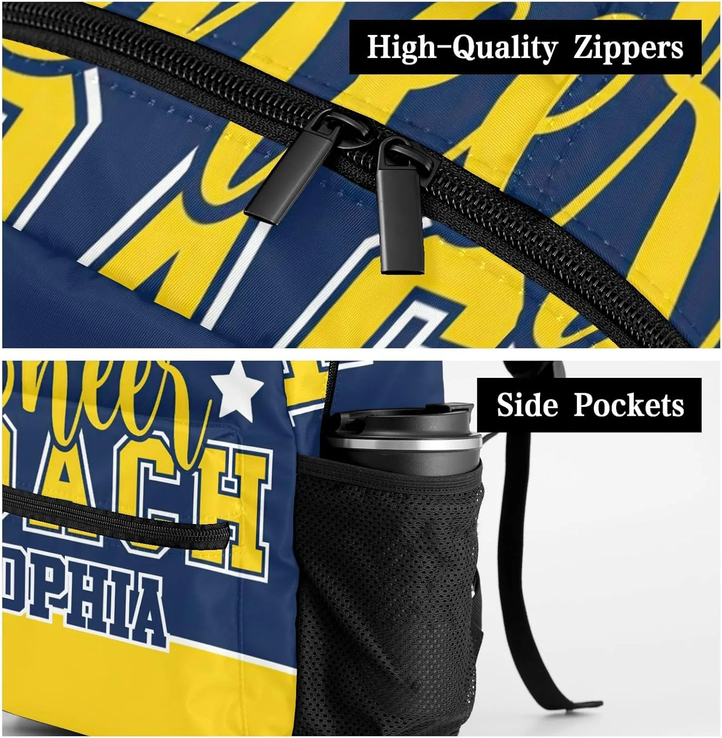 Personalized Custom Cute Cheer Coach Backpack Lightweight Travel Hiking Causual Bag With Name 12.2(L) x5.9(W) x16.5(H) inch