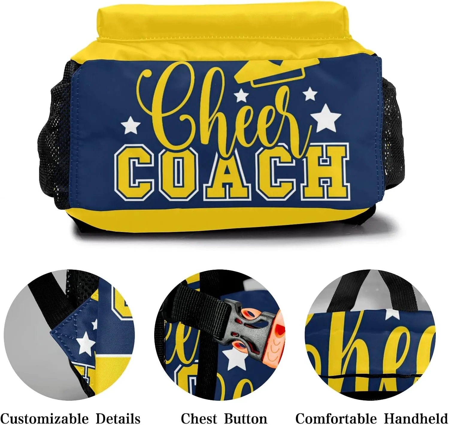 Personalized Custom Cute Cheer Coach Backpack Lightweight Travel Hiking Causual Bag With Name 12.2(L) x5.9(W) x16.5(H) inch