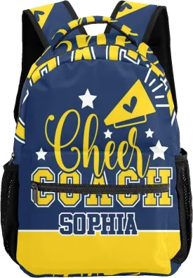 Personalized Custom Cute Cheer Coach Backpack Lightweight Travel Hiking Causual Bag With Name 12.2(L) x5.9(W) x16.5(H) inch
