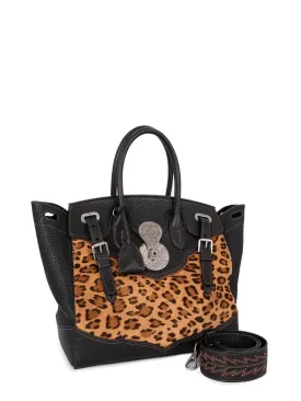 Ralph Lauren Leather Leopard Light Ricky Bag 33 Black