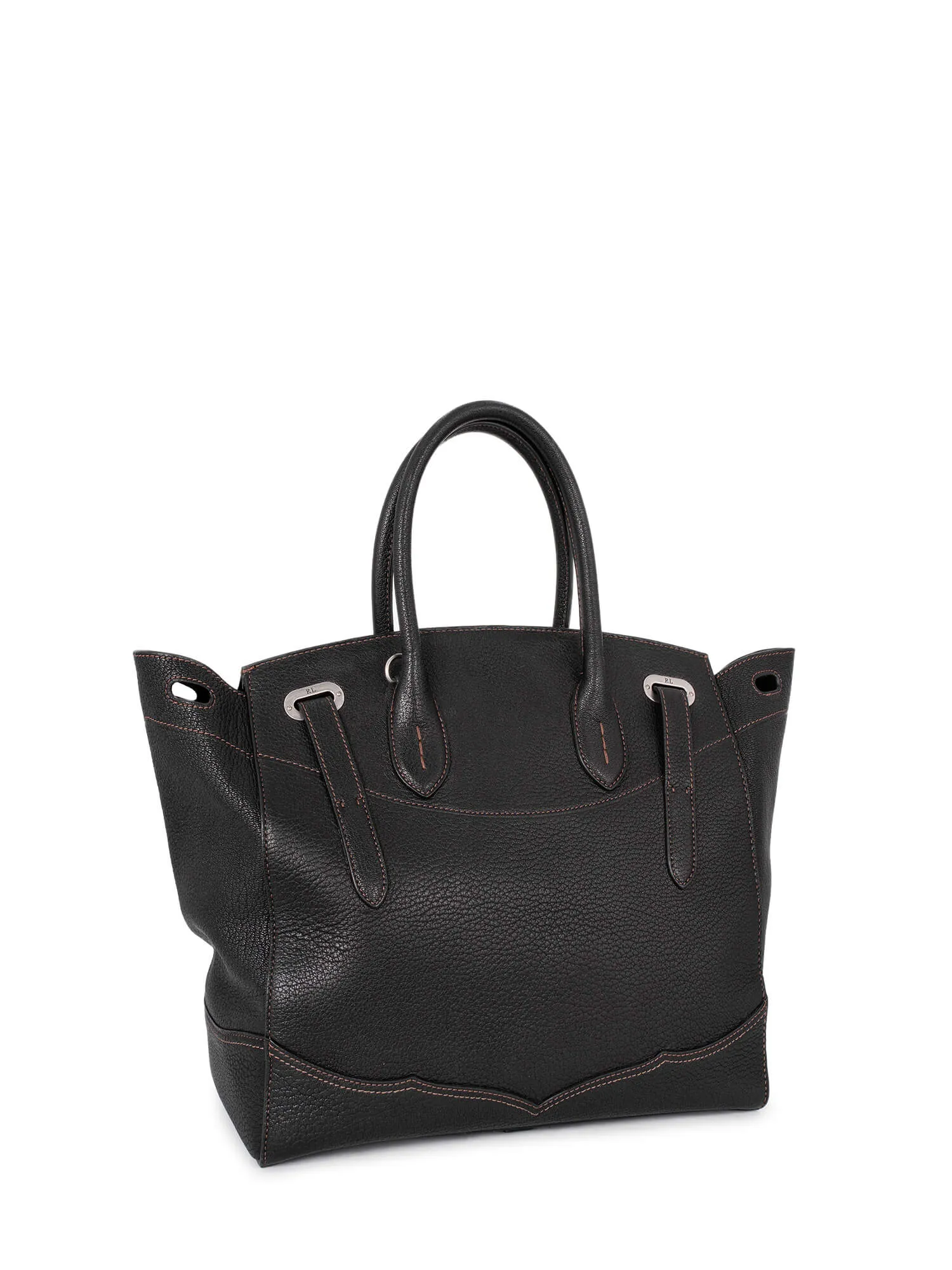 Ralph Lauren Leather Leopard Light Ricky Bag 33 Black