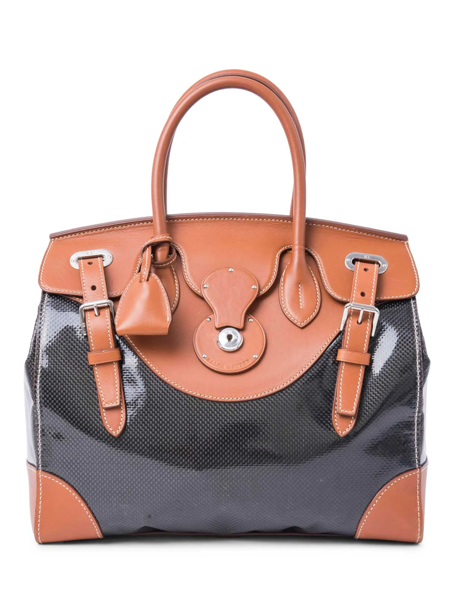 Ralph Lauren Logo Carbon Fiber Limited Edition Ricky Bag Black Brown 33