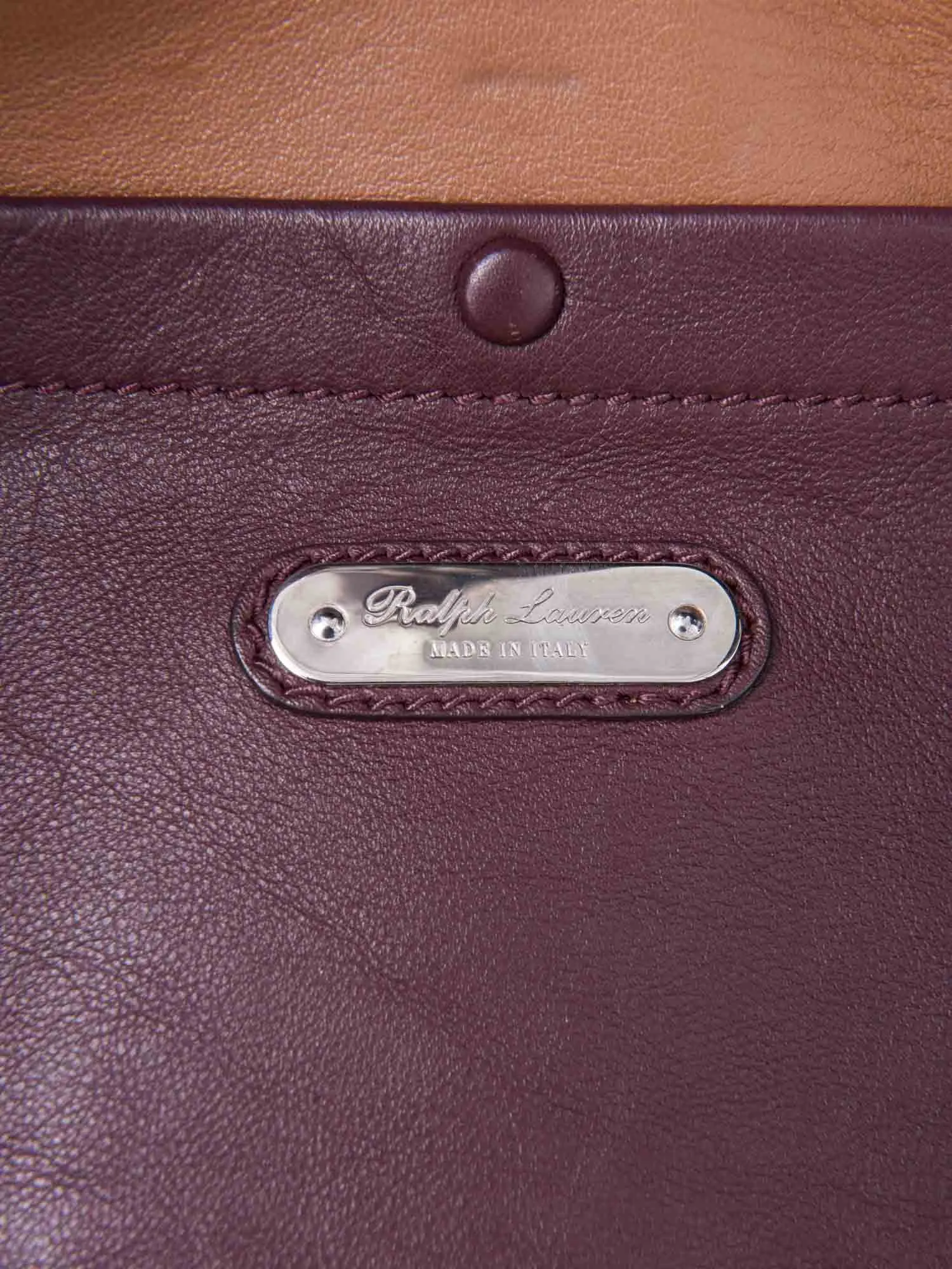 Ralph Lauren Logo Leather Ricky Bag Burgundy 33