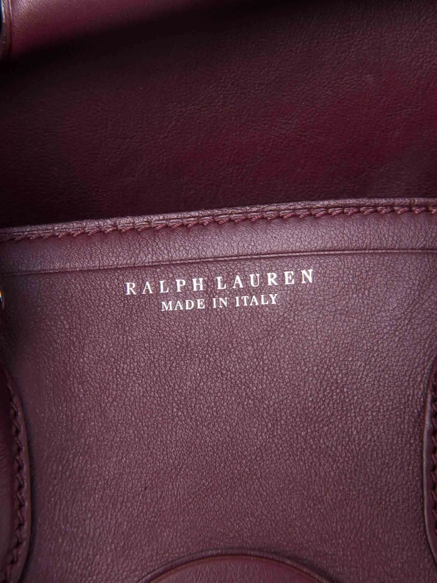 Ralph Lauren Logo Leather Ricky Bag Burgundy 33
