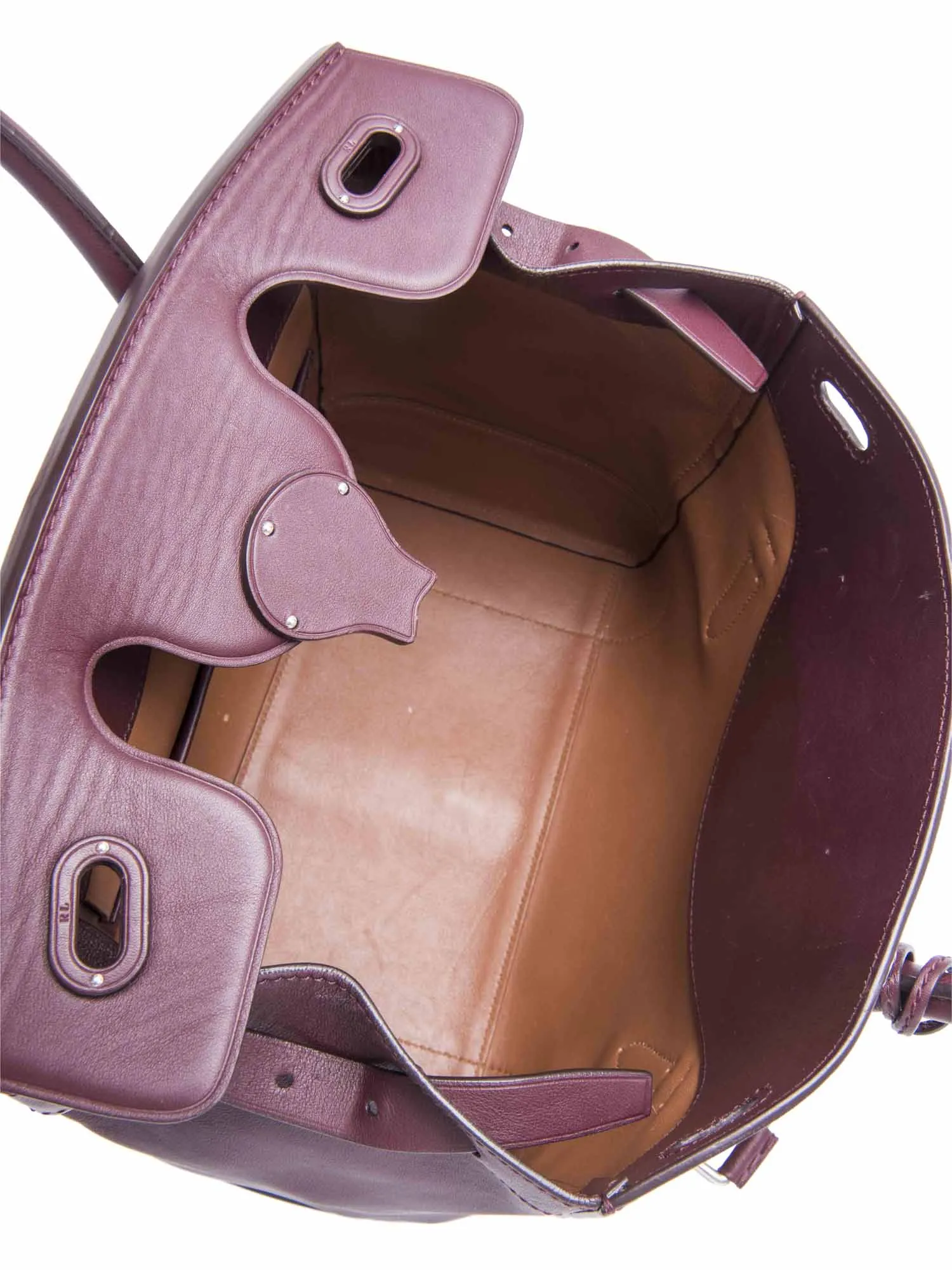 Ralph Lauren Logo Leather Ricky Bag Burgundy 33