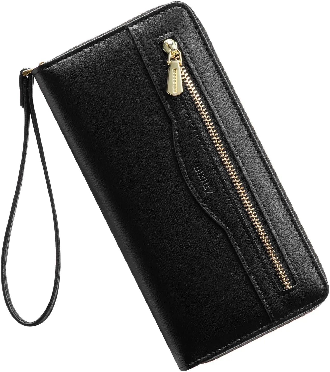 RFID Wallet for Women, Leather Large Billfold Clutch Wallets for Women, Long Ladies Wallet Purse with Wristlet, Women's Zippered Wallet with RFID-blocker Protection, Lightweight Female Wallet