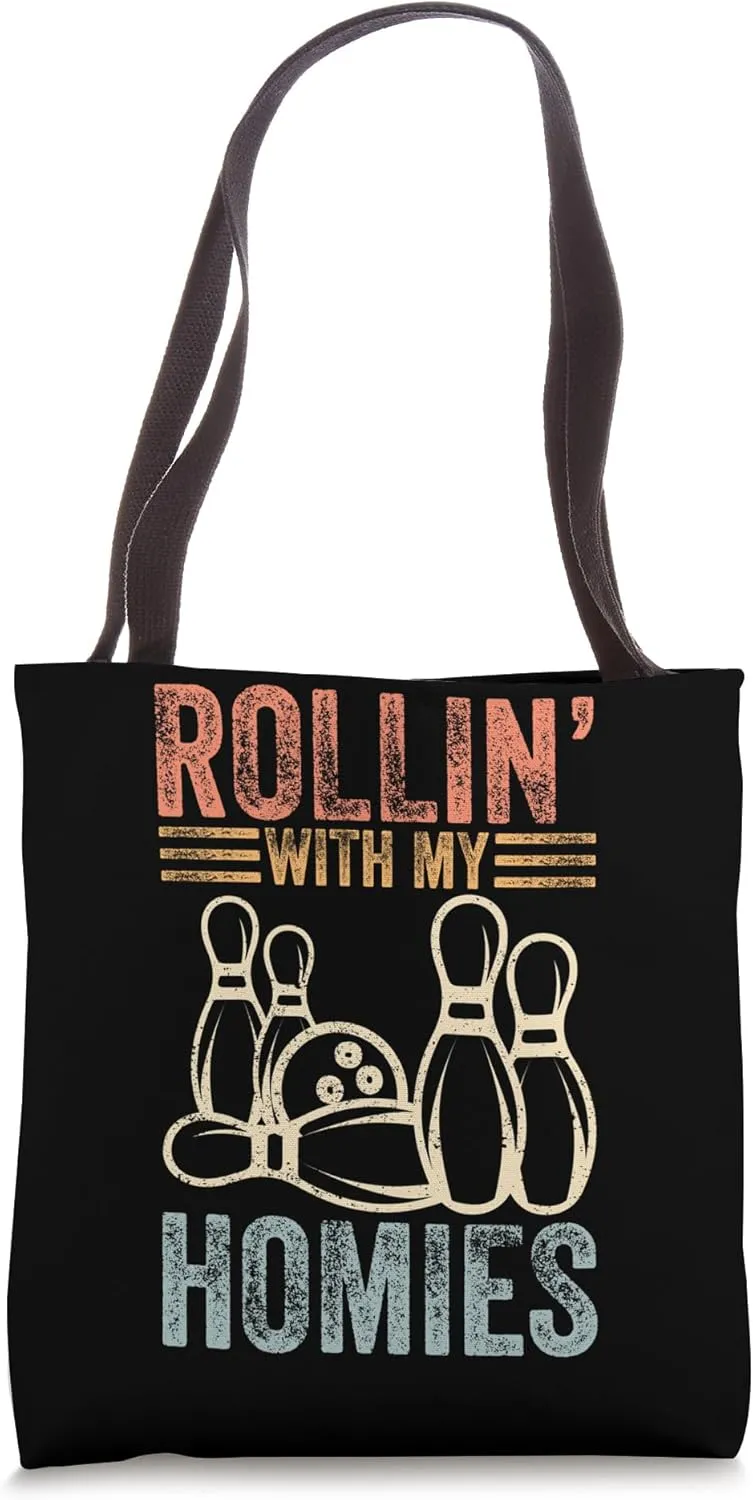 Rollin with my Homies Retro Bowling Tote Bag