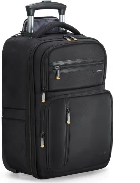 Rolling Backpack - 17 inch Laptop Backpack for Adults with Wheels Flight Approved Water Resistant Carry on Wheeled Backpacks for Travel Trip Business College Commute Black