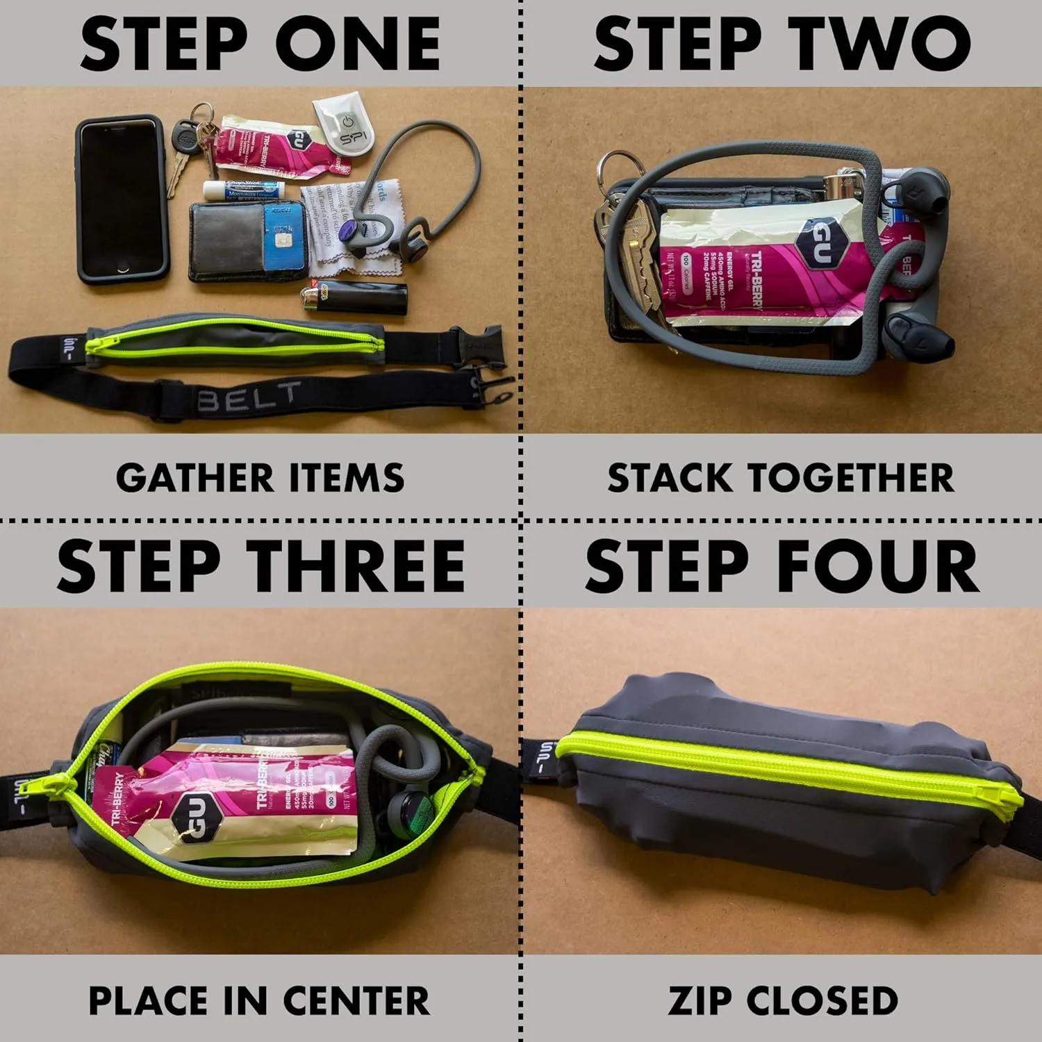 SPIbelt Running Belt for Women Men, Phone Holder for Running, Running Fanny Pack, Holder for Phone, Running Waist Pack, Adjustable Waist, [Fits All Phones]. Black with Hot Pink Zipper