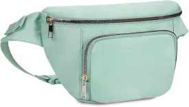 sportsnew Fanny Packs for Women,Large Waist Pack with Extra Extension Belt,Fashion Crossbody Belt Bags for Travel Walking Running Hiking, Mint Green, patent pending