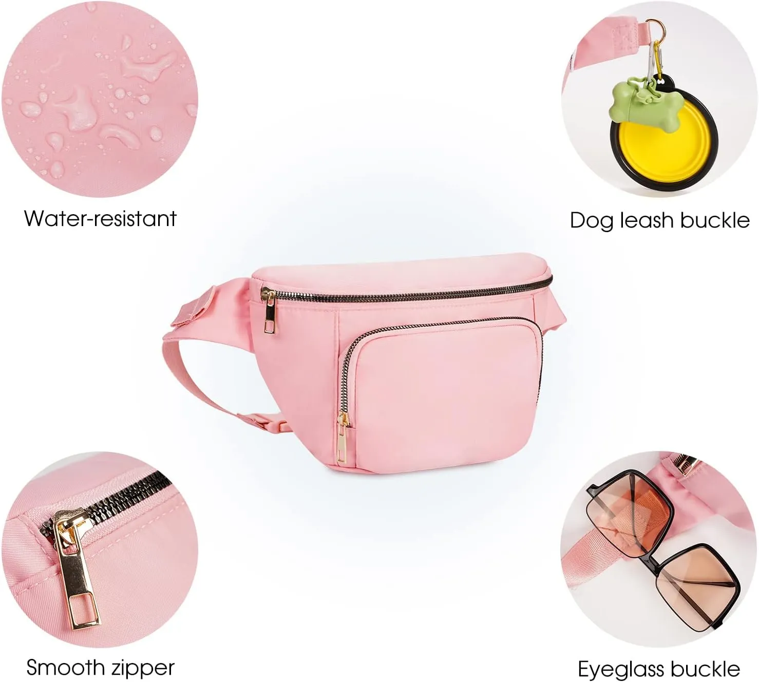 sportsnew Fanny Packs for Women,Large Waist Pack with Extra Extension Belt,Fashion Crossbody Belt Bags for Travel Walking Running Hiking Pink