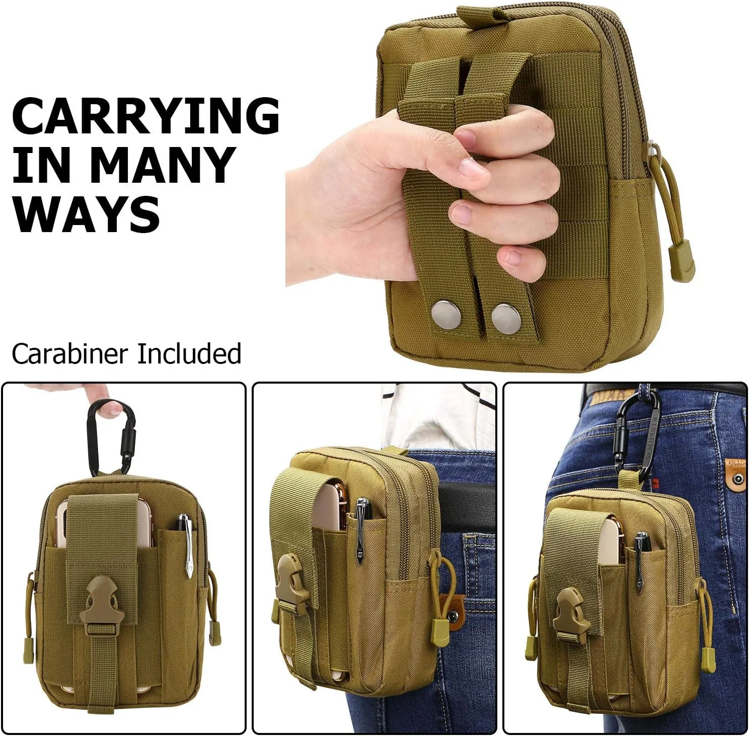 Tactical Waist Pouch EDC Molle Waist Bag Belt Phone Pouch Holster Purse Carrying Pouch for Smartphone, Tools