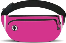 TORRYZA Fanny Packs for Women Men, Waterproof Waist Pack with Reflective Strip, Lightweight Slim Belt Bag with No-Bounce Adjustable Strap Travel Running Hiking Walking Sport(Rose Red)