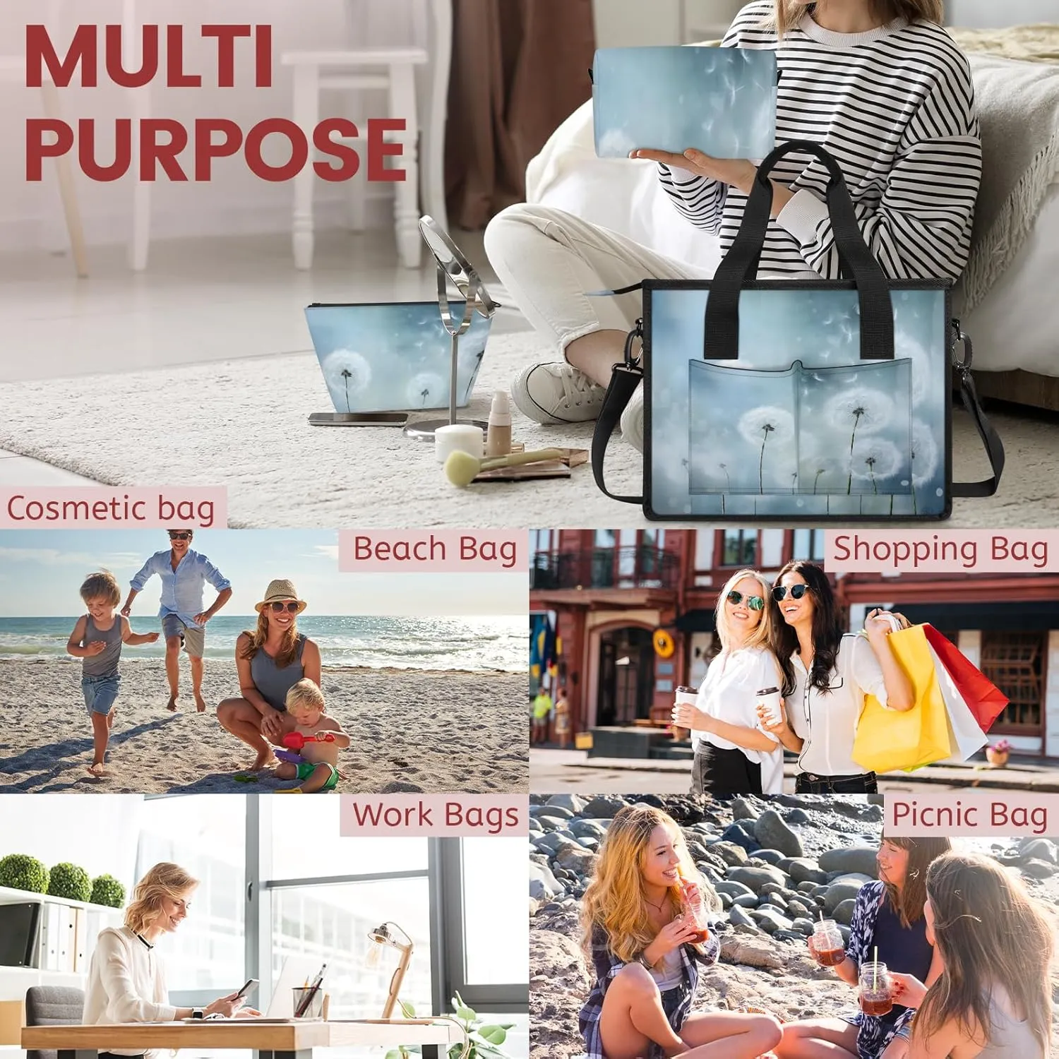 Tote Satchel Bag Set 3PCS for Women, Tote Briefcase Shoulder Handbag Purse Satchels