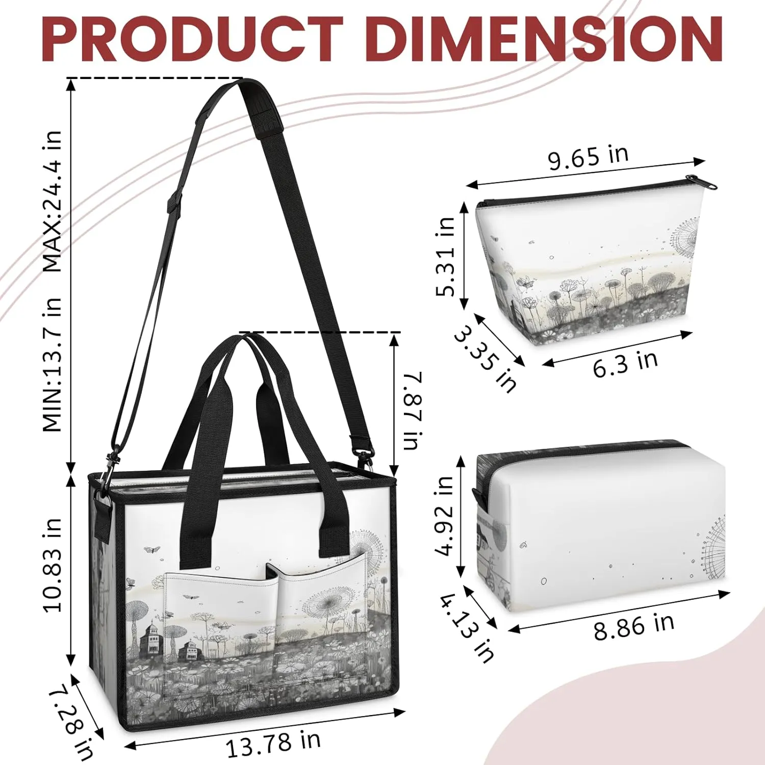 Tote Satchel Bag Set 3PCS for Women, Tote Briefcase Shoulder Handbag Purse Satchels