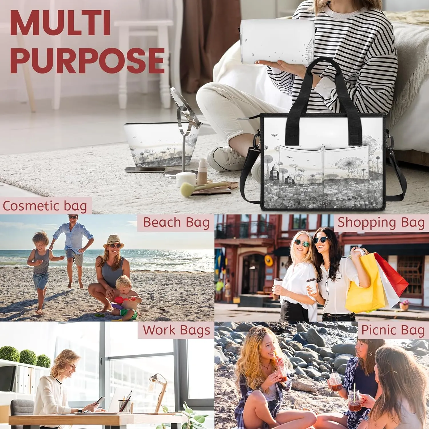 Tote Satchel Bag Set 3PCS for Women, Tote Briefcase Shoulder Handbag Purse Satchels