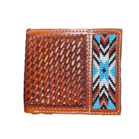 Twisted X Bifold Basket Weave Brown Wallet