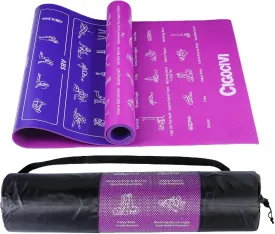 Upgrade New Instructional Yoga Mat with 75 Poses Printed on It for Beginners, 5.7'x2'x0.25", 6mm Travel Yoga Mat with Bag Christmas Gifts for Women and Men, 1/4 Inch Extra Thick Non-Slip
