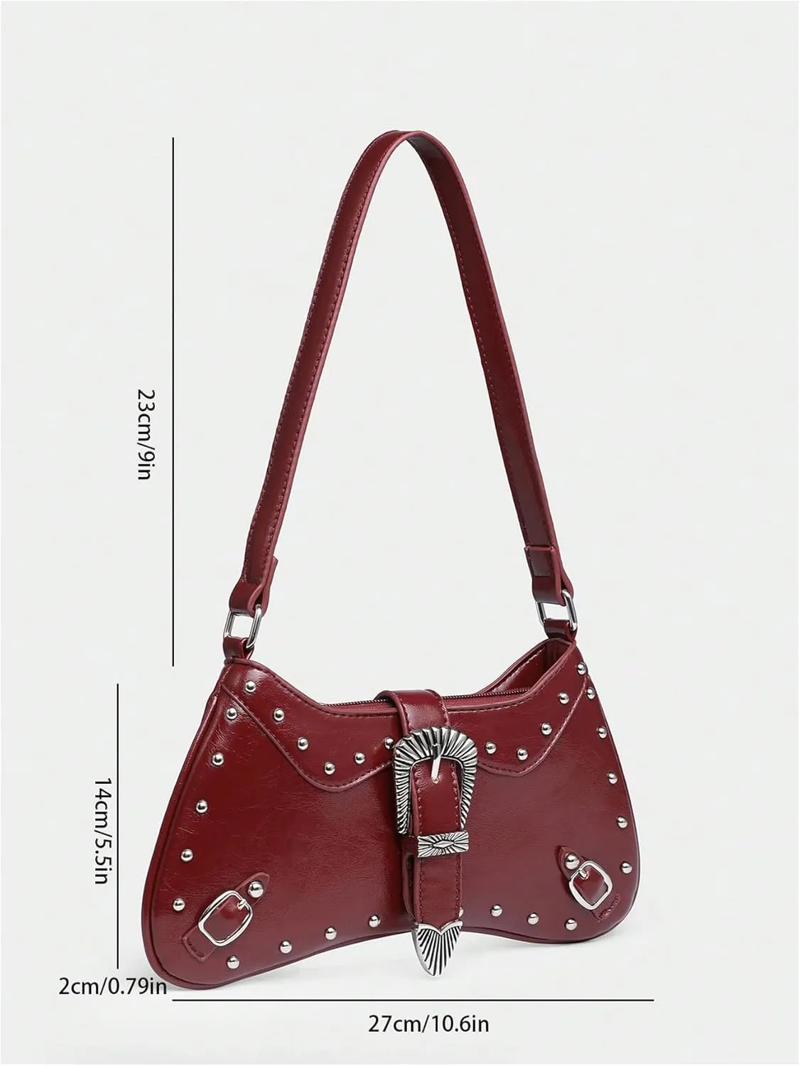 Verdusa Women's Y2K Vintage Rivet Bag Western Top Handle Leather Shoulder Bag