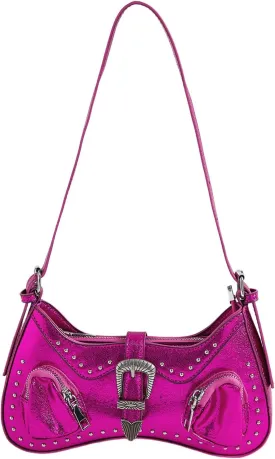 Verdusa Women's Y2K Vintage Rivet Bag Western Top Handle Leather Shoulder Bag