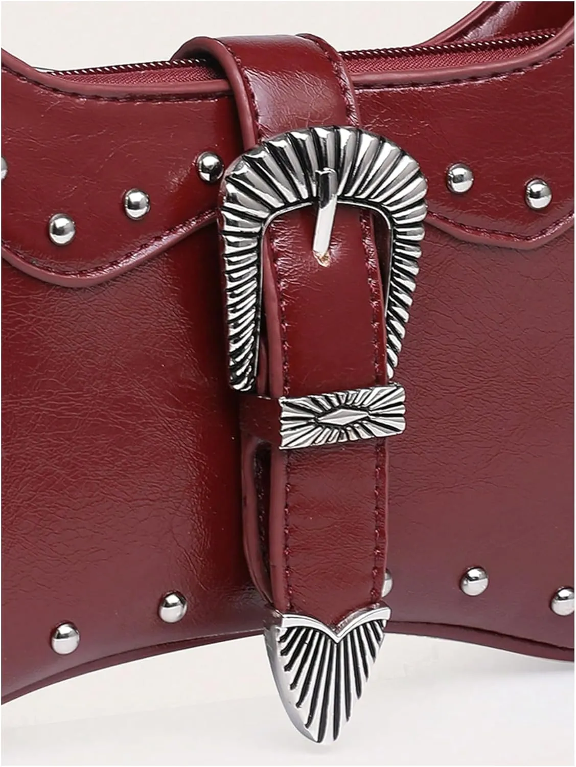Verdusa Women's Y2K Vintage Rivet Bag Western Top Handle Leather Shoulder Bag