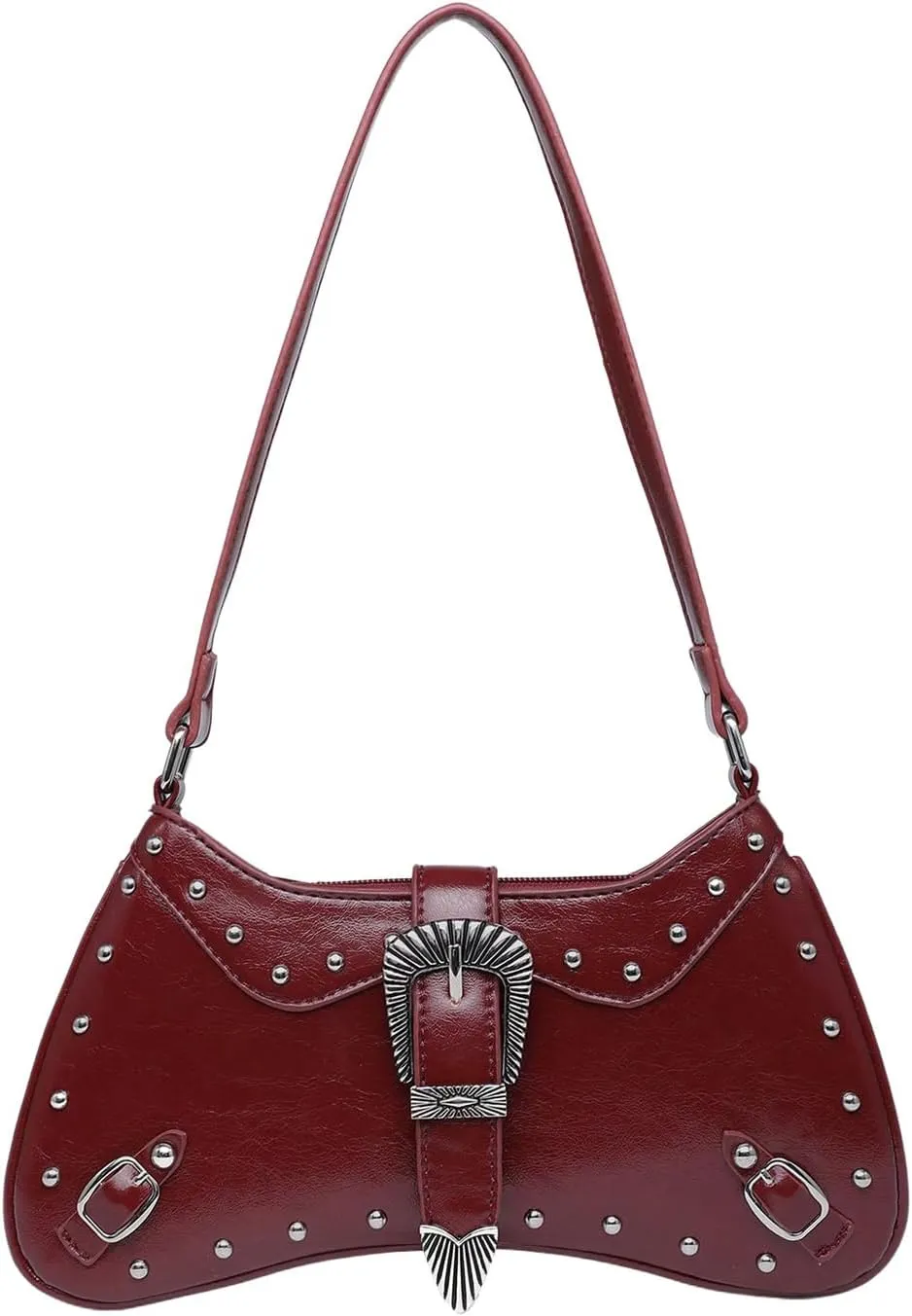 Verdusa Women's Y2K Vintage Rivet Bag Western Top Handle Leather Shoulder Bag