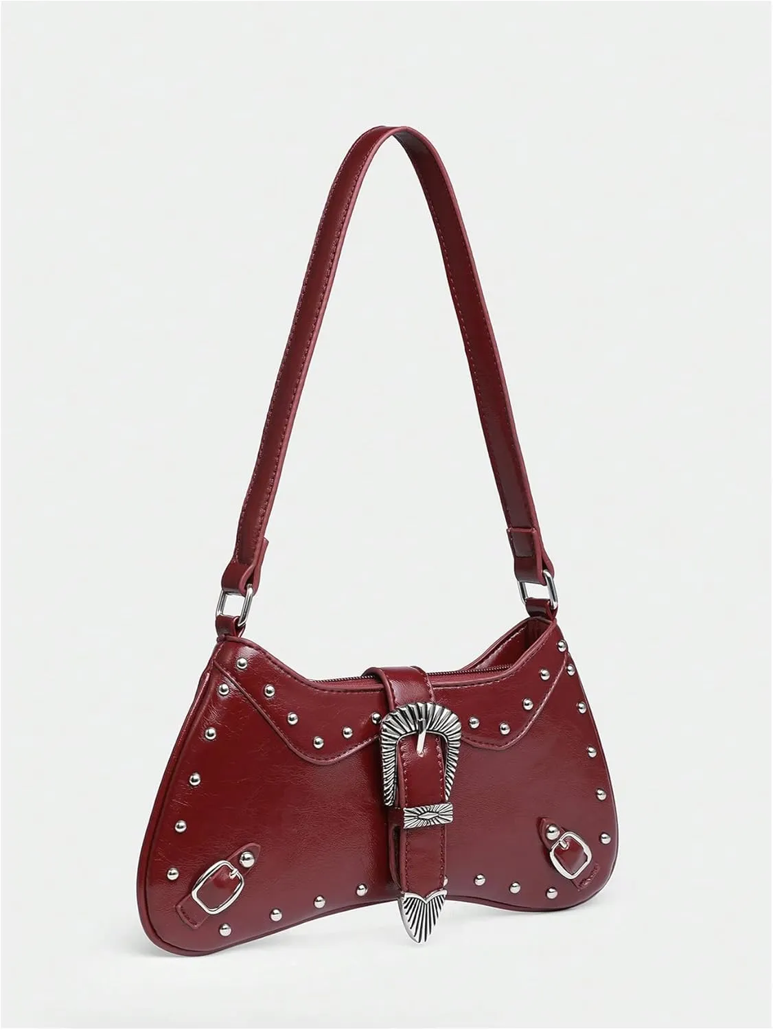 Verdusa Women's Y2K Vintage Rivet Bag Western Top Handle Leather Shoulder Bag