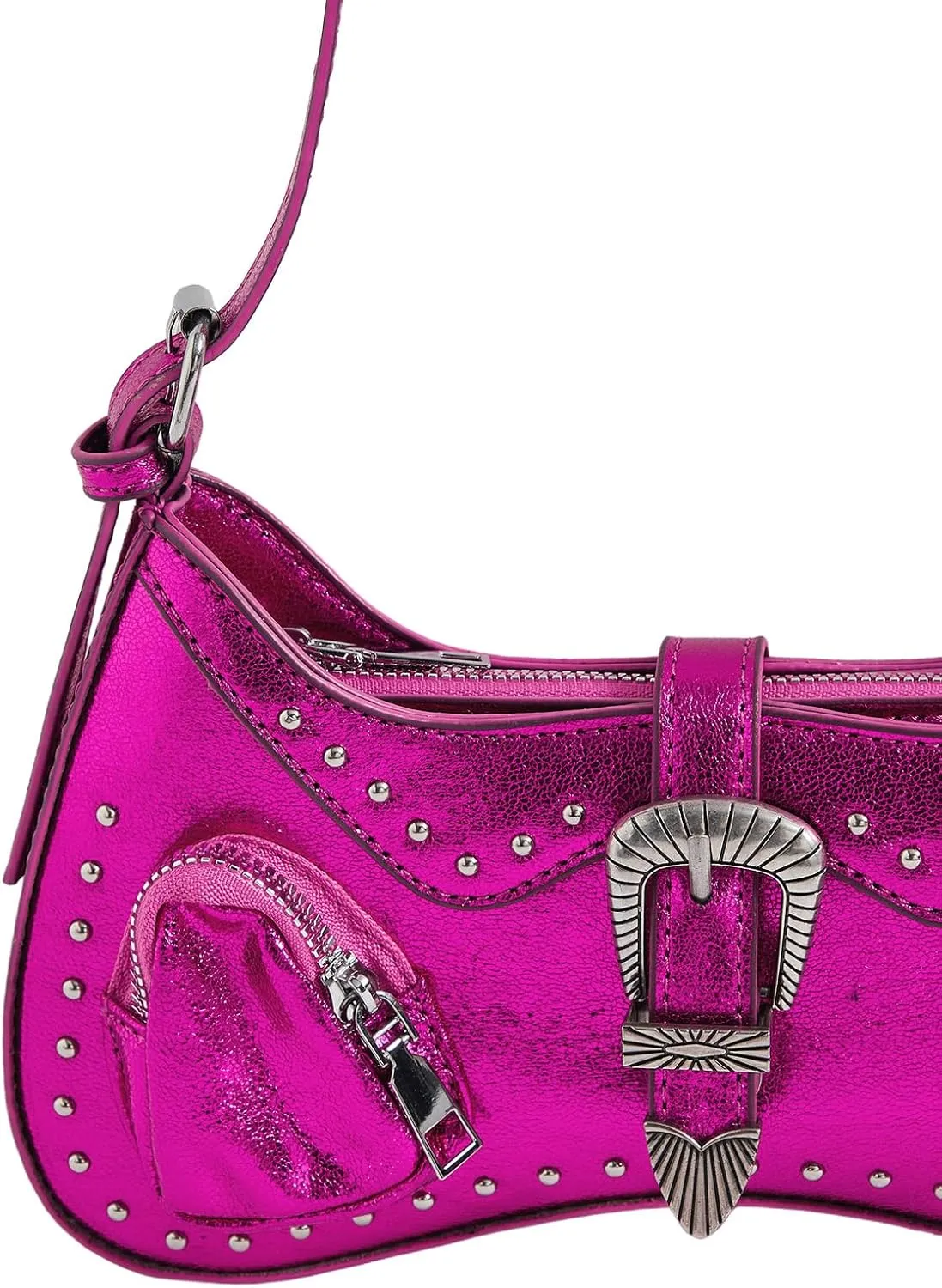 Verdusa Women's Y2K Vintage Rivet Bag Western Top Handle Leather Shoulder Bag