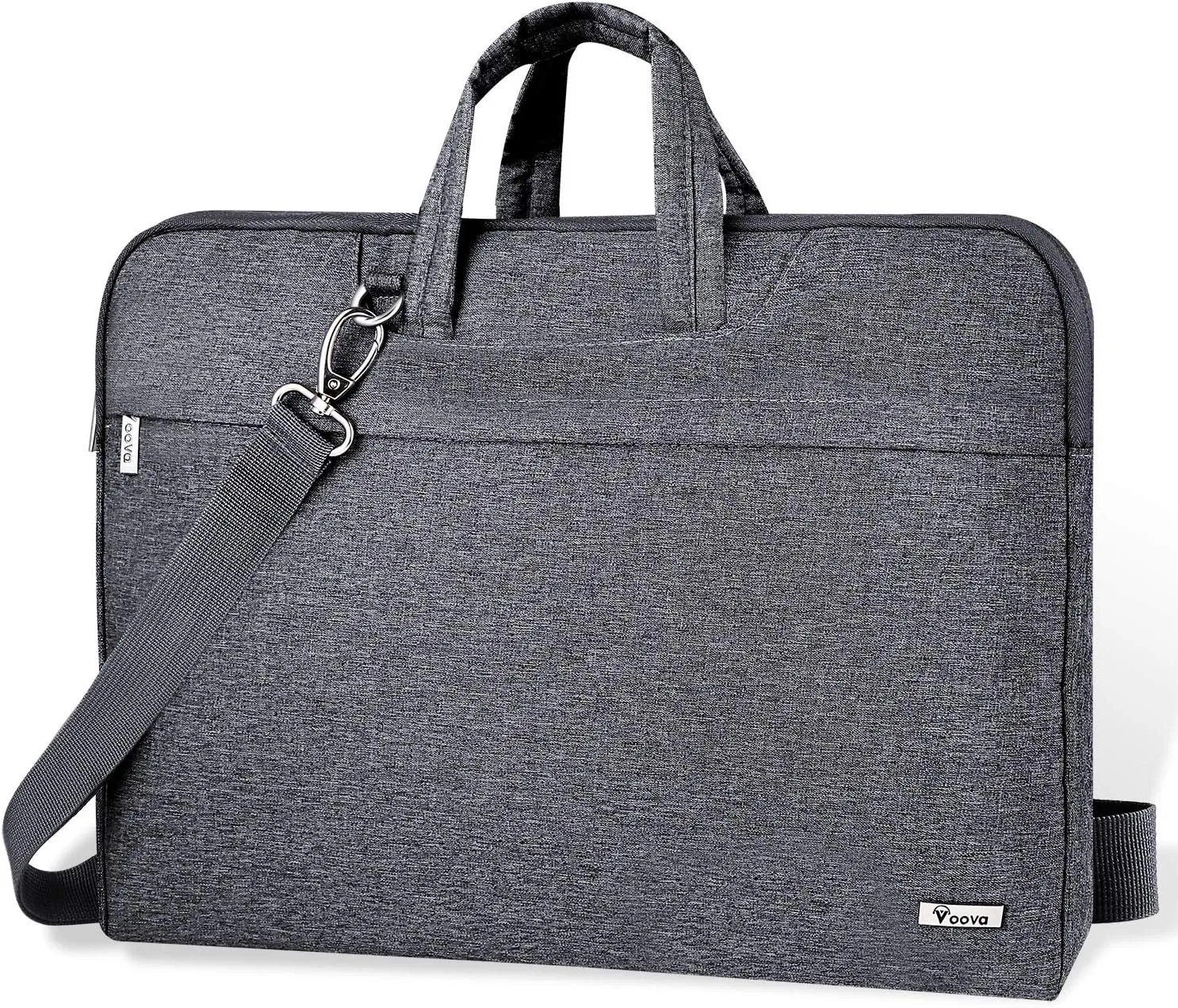 Voova Laptop Bag 17 17.3 Inch Water-resistant Laptop Sleeve Case with Shoulder Straps & Handle, Computer Case Cover Slim Briefcase Compatible with 17-18 Hp Dell Asus Acer, Grey