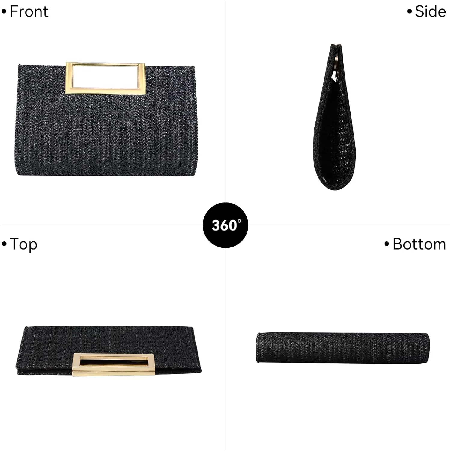 Women Clutch Top Handbags Straw Raffia Bag Purse Woven Tote CrossBag for Women Beach Summer Travel
