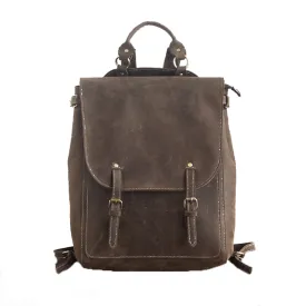 YAAGLE Men's Durable Crazy Horse Leather 15 inch Outdoor Travel Backpack YGPD1736